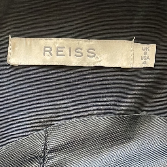 Reiss Alessia Black Satin Pleated Fit Flare Square Neck Sleeveless Mini Dress 4 - Picture 10 of 13